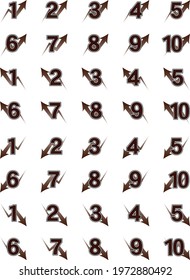 A set of numbers and arrows from 1 to 10