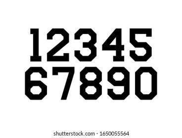 Set of numbers with black typography design elements 1, 2, 3, 4, 5, 6, 7, 8, 9, 0.