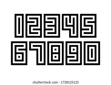 Set of numbers with black and white typography design elements 1, 2, 3, 4, 5, 6, 7, 8, 9, 0.