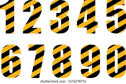 Set of numbers with black and yellow lines
