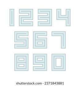 Set of numbers with blue typography design elements. Vector illustration.