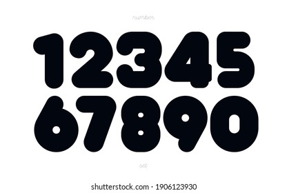 Set of numbers bold style trendy typography for poster, t shirt, book, sale banner, printing on fabric, birthday card. Modern font. Vector 10 eps