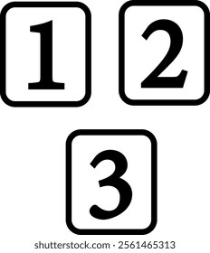 Set of numbers, Bullet Points icon set inline style, Simple rectangular numbers in flat style icons
