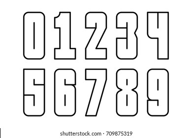 Set of numbers by simple lines.