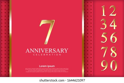 Set of numbers for celebration with luxury pink background.  Vector illustration eps10. 
