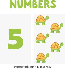Set Of Numbers For Children Education. Cartoon vector animals for kids. Let’s start to count cards.