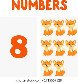 Set Of Numbers For Children Education. Cartoon vector animals for kids. Let’s start to count cards.