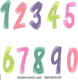 A set of numbers. Color numbers of cartoons. Vector set of 1-9-digit children's icons child