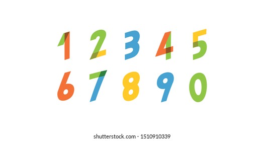 Set of numbers colorful. From 0 to 9 