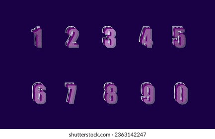 Set of numbers colorful bold style trendy typography consisiting of 1, 2, 3, 4, 5, 6, 7, 8, 9, 0 for poster, birthday card. vector design