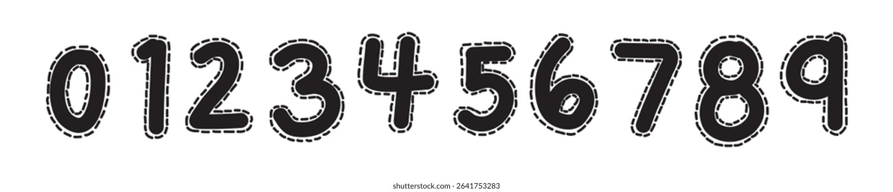 A Set of numbers, colors, and textured numbers. Numbers 1, 2, 3, 4, 5, 6, 7, 8, 9, 0. Stylish hand abstract design numbers set. Bold style and eps vector format. Dirty texture vector.