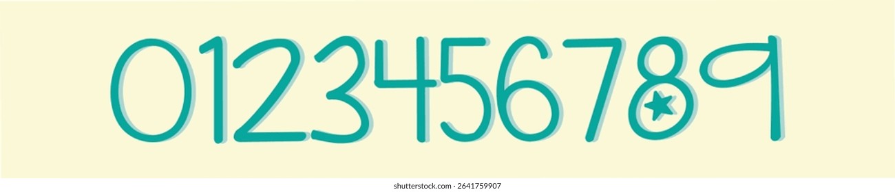 A Set of numbers, colors, and textured numbers. Numbers 1, 2, 3, 4, 5, 6, 7, 8, 9, 0. Stylish hand abstract design numbers set. Bold style and eps vector format. Dirty texture vector.