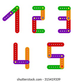 set of numbers from constructor from 1 to 5 - vector illustration, eps