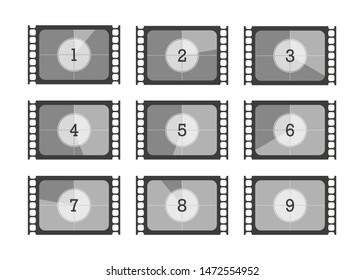 set numbers countdown movie in flat style, vector