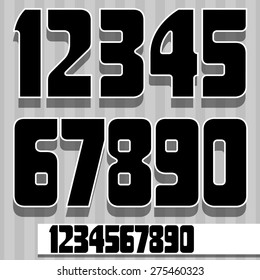 A set of numbers. Decorative arithmetic symbols structural thick outlines, rounded.
