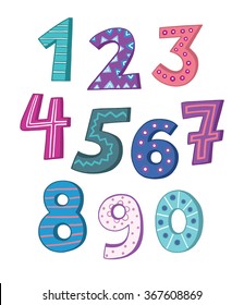 a set of numbers in a decorative style