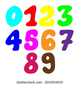set of numbers of different colors, vector illustration