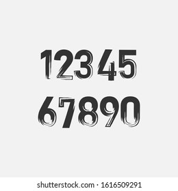 Set of numbers drawn by brush isolated on a white background. Vector illustration.