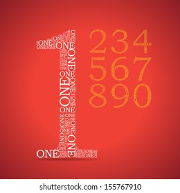 Set of numbers, each created from text tittles - illustration