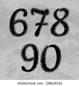 Set of numbers. Editable template. Black grunge numbers.Dirty grunge set of numerals.