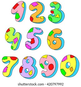 A set of numbers. Figures pillows. Vector illustration