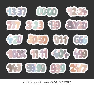 Set of numbers with flowers, popular numeric codes used in culture pricing emergency clock luck magic, with scandinavian style for yours illustration and creative designs projects