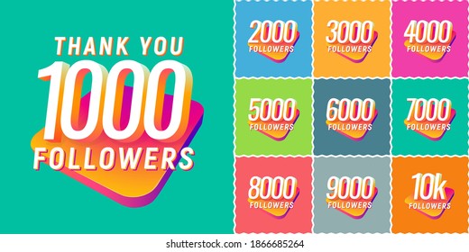 Set of numbers for followers vector illustration. Icons collections with numbers for Celebrate of followers isolated design elements