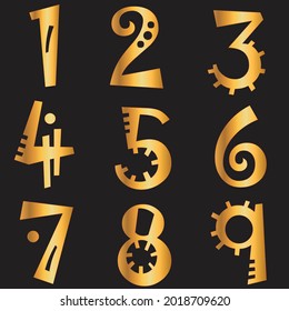 set of numbers in golden gradient in vector