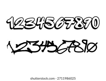 set of numbers, graffiti vector font
Vector font word on a white background
