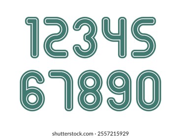 Set of numbers with green and white typography design elements. Vector illustration.