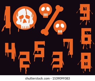 Set of numbers in HALLOWEEN Concept. Cute cartoon vector design