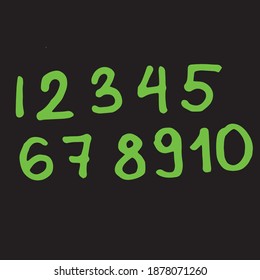 set numbers.  Hand drawn vector illustration. Sweet element for greeting cards, posters, stickers and seasonal design. Isolated on black background