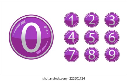 Set of numbers in icon button.Stock vector.