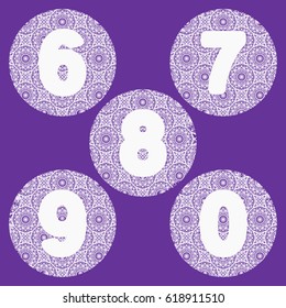 Set of numbers for laser or plotter cutting. Numbers: Six, seven, eight, nine, zero