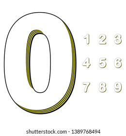 Set of numbers with lines black and yellow colors