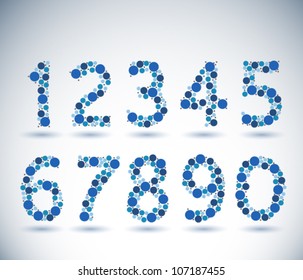 Set of numbers made from color circles