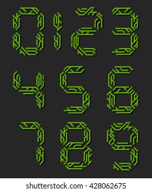 Set of numbers made from printed circuit boards