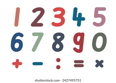 A set of numbers with mathematical signs. Vector.
