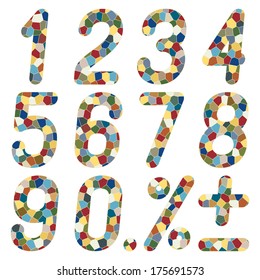 Set of numbers of mosaics.