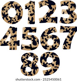 set of numbers for the new year with an animal design, namely with black spots of a common yellow boa, vector