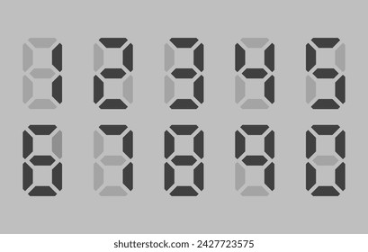 A set of numbers from old digital devices. Illustrations of all digits for digital devices