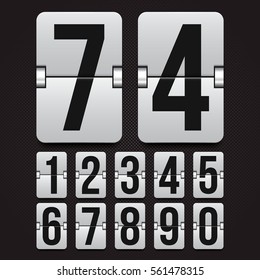 Set of numbers on a mechanical scoreboard. Vector template for your design.