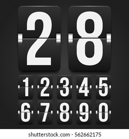 Set of numbers on a mechanical scoreboard. Vector template for your design.