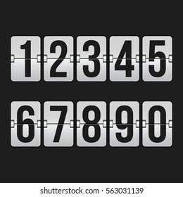 Set of numbers on a mechanical scoreboard. Vector template for your design.