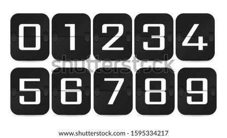 Set of numbers on a mechanical scoreboard. Vector template for your design.