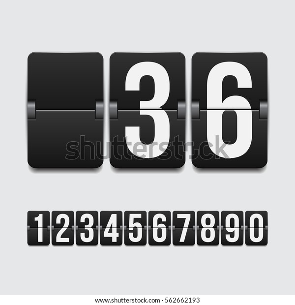 Set of numbers on a mechanical scoreboard. Vector\
template for your design.