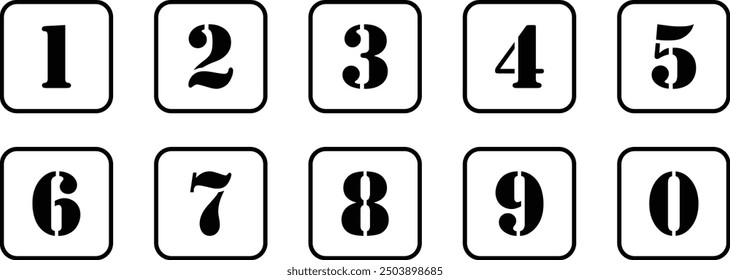 set of numbers on rounded rectangle frame vector illustration.