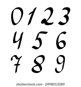 A set of numbers, on a white background, hand-drawn