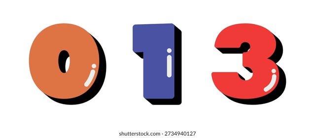 Set of numbers. Pastel numbers set. Colorful numbers.