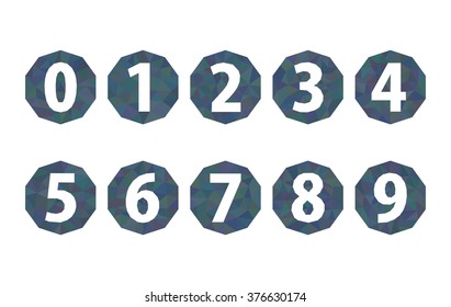 set of numbers polygonal dark blue 1234567890